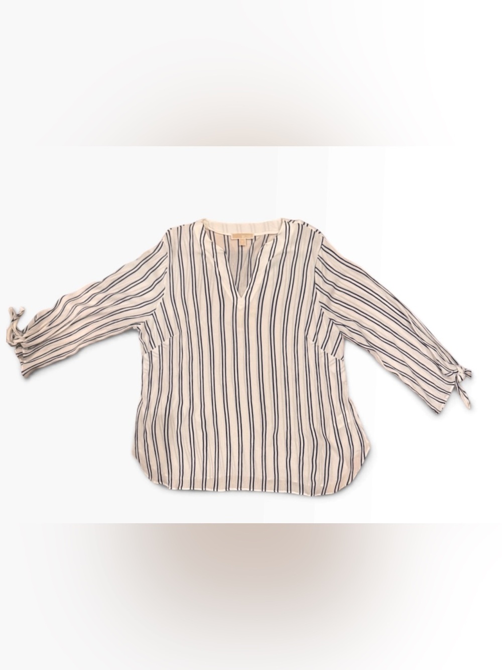 Michael Kors Ivory Blouse with Navy Vertical Stripes